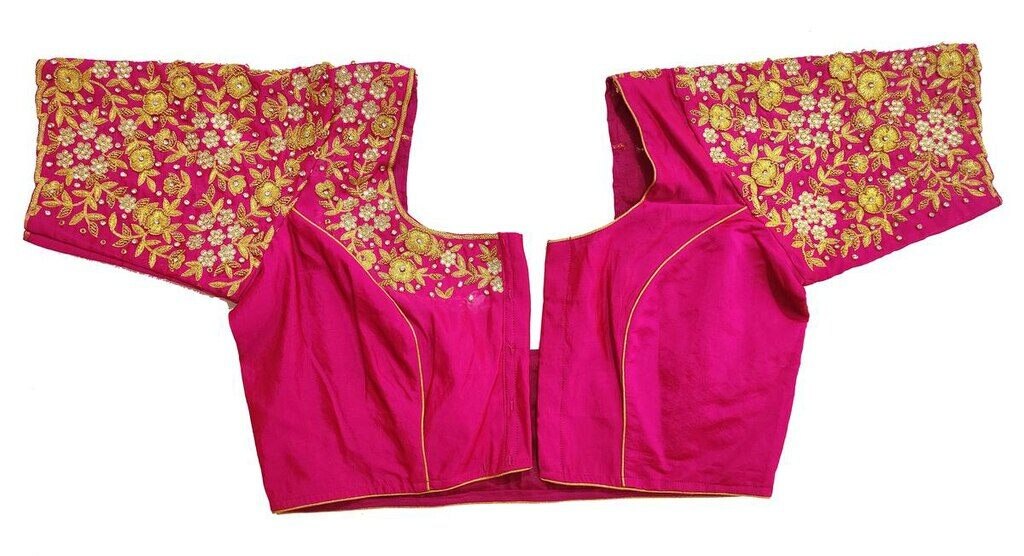Womens Hand Embroidery Maggam Work Blouse (Pink Colour)1